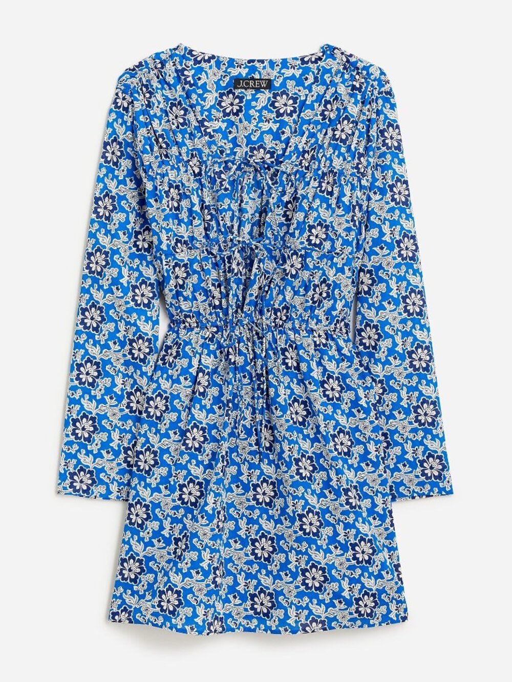 NWT J. Crew Size Medium Tiered Tie Front Beach Dress in Cobalt Floral Voile NEW